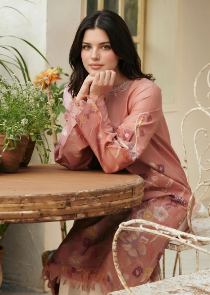 Pakistani Designer Indian Pink Lawn Suit Online in KSA Riyadh Saudi Arabia Oman Bahrain Qatar