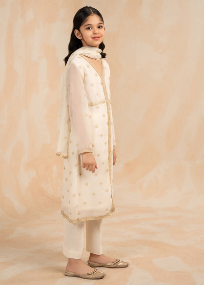 Pakistani Designer Ivory Chiffon Salwar Kameez Online in KSA Riyadh Saudi Arabia Oman Bahrain Qatar