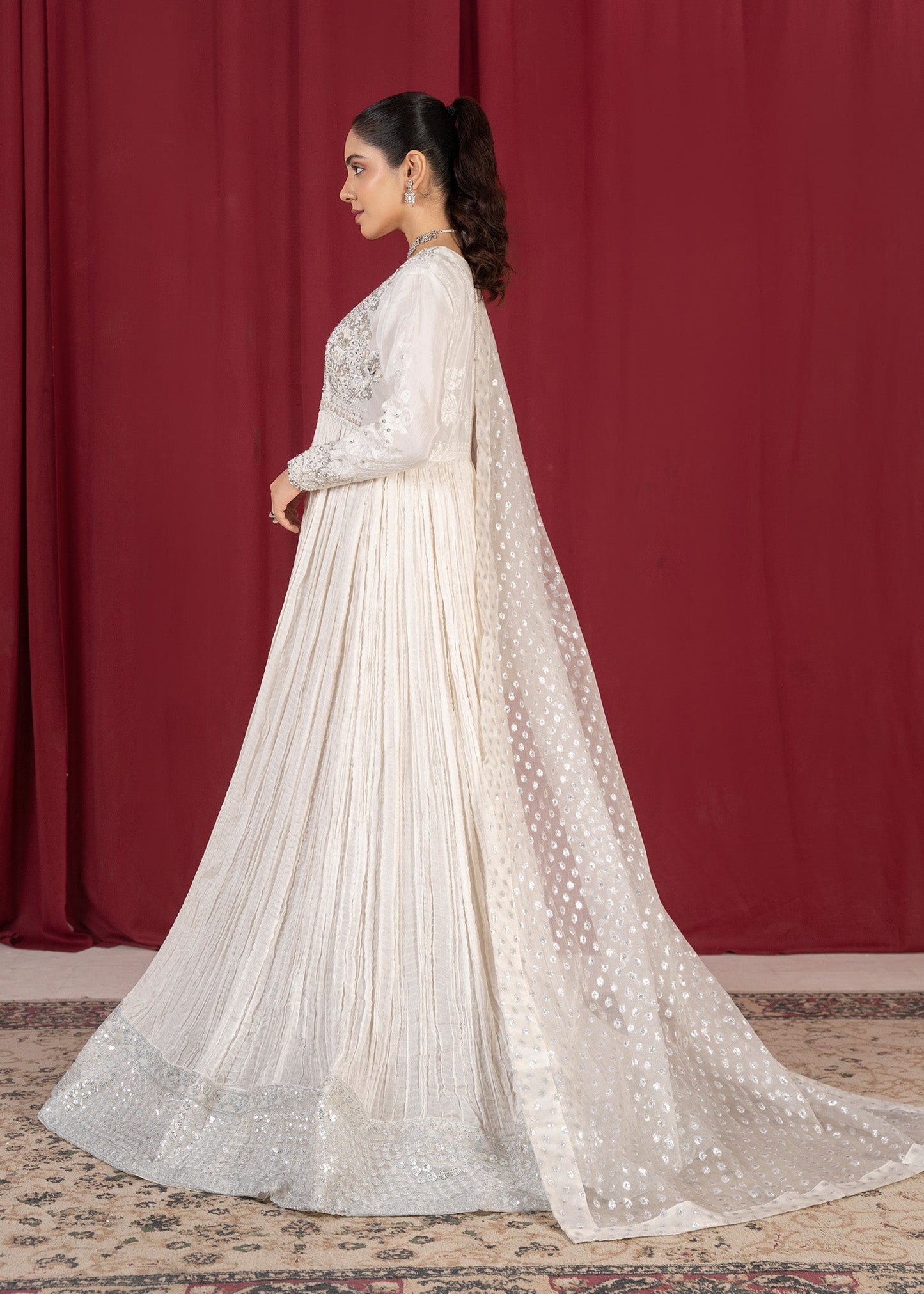 Pakistani Designer Ivory Embellished Festive Suit Online in KSA Riyadh Saudi Arabia Oman Bahrain Qatar