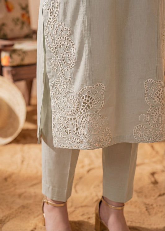 Pakistani Designer Ivory Embroidered Lawn Suit Online in Sri Lanka India Australia