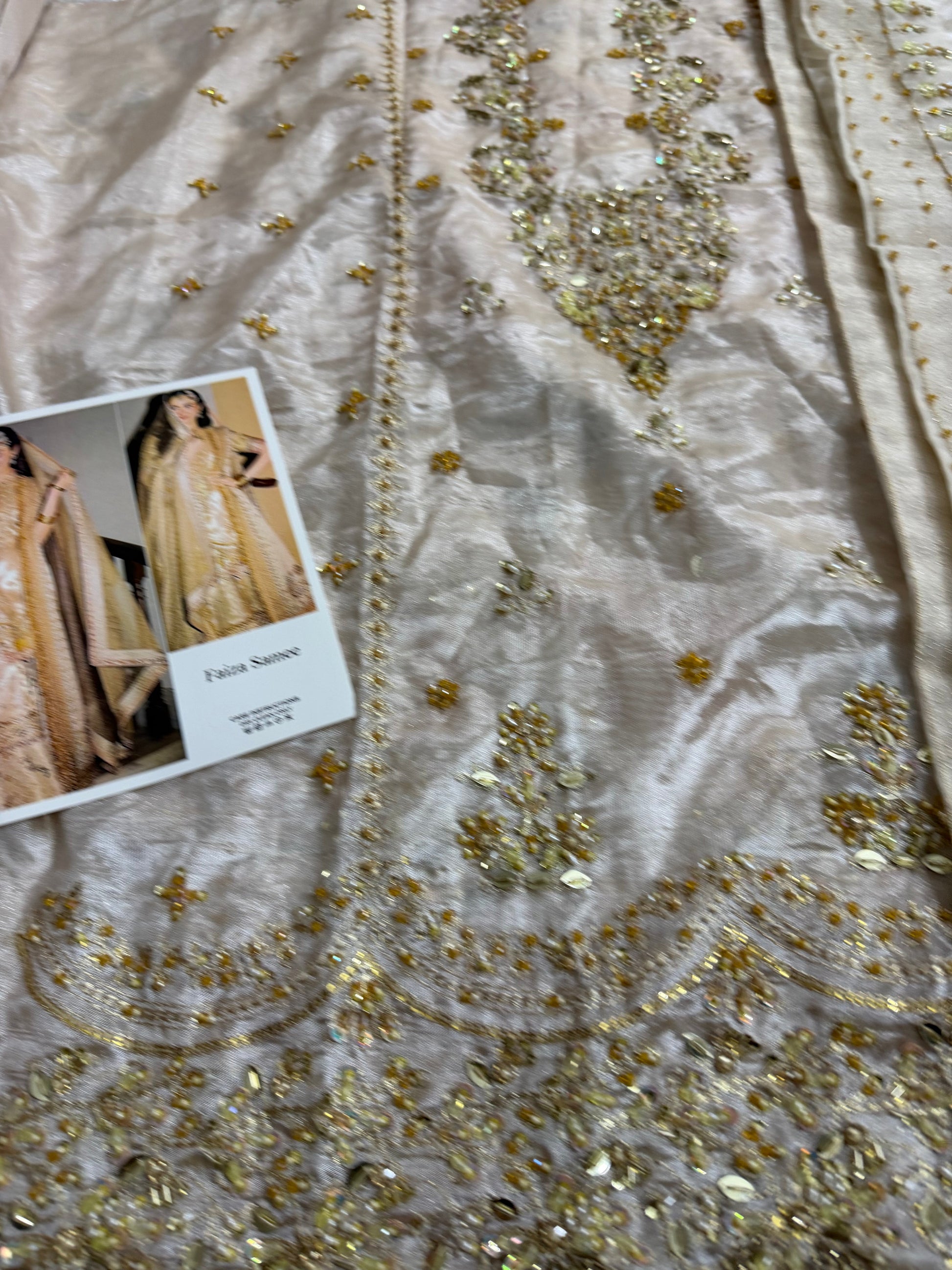 Pakistani Designer Ivory Gold Embellished Gharara Suit Online in KSA Riyadh Saudi Arabia Oman Bahrain Qatar