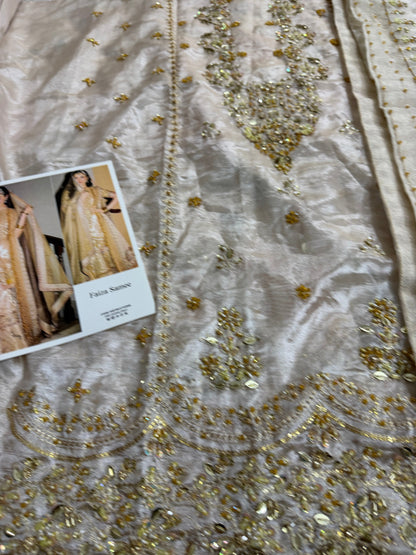 Pakistani Designer Ivory Gold Embellished Gharara Suit Online in KSA Riyadh Saudi Arabia Oman Bahrain Qatar