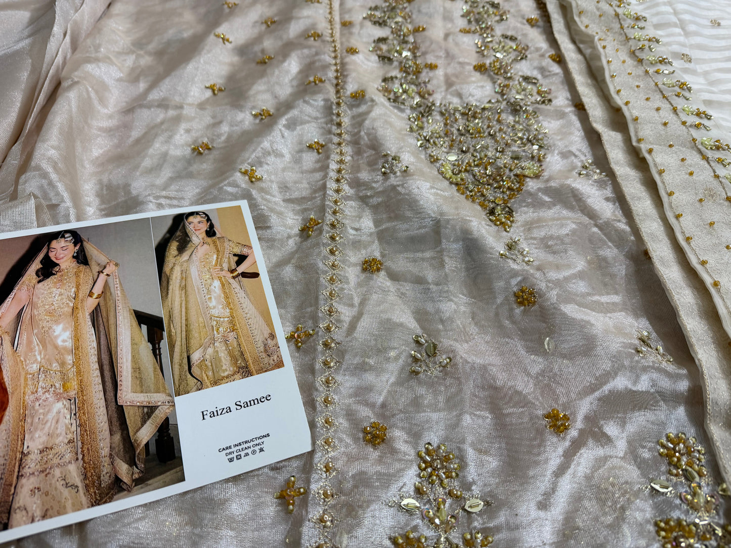 Pakistani Designer Ivory Gold Embellished Sharara Suit Online in KSA Riyadh Saudi Arabia Oman Bahrain Qatar