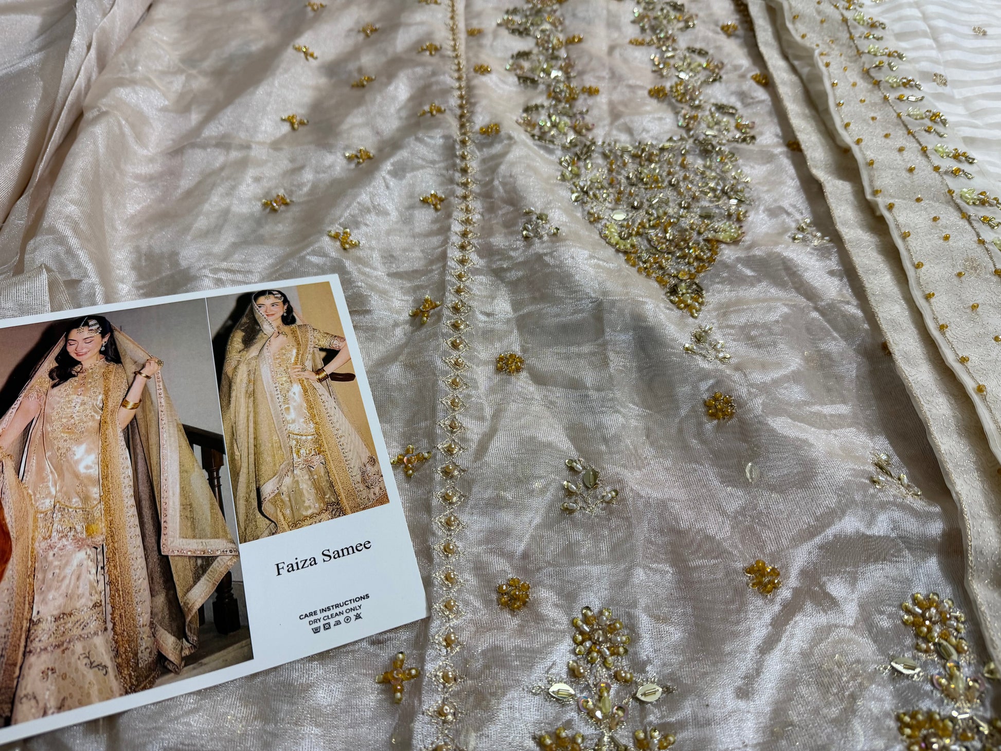 Pakistani Designer Ivory Gold Embellished Sharara Suit Online in KSA Riyadh Saudi Arabia Oman Bahrain Qatar