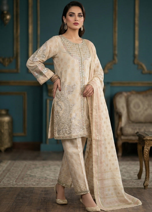 Pakistani Designer Ivory Lawn Salwar Kameez Online in KSA Riyadh Saudi Arabia Oman Bahrain Qatar