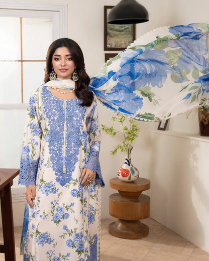Pakistani Designer Ivory Lawn Salwar Kameez Online in KSA Riyadh Saudi Arabia Oman Bahrain Qatar
