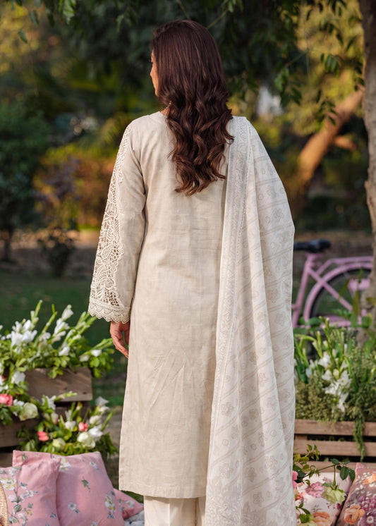 Pakistani Designer Ivory Lawn Suit Online in KSA Riyadh Saudi Arabia Oman Bahrain Qatar