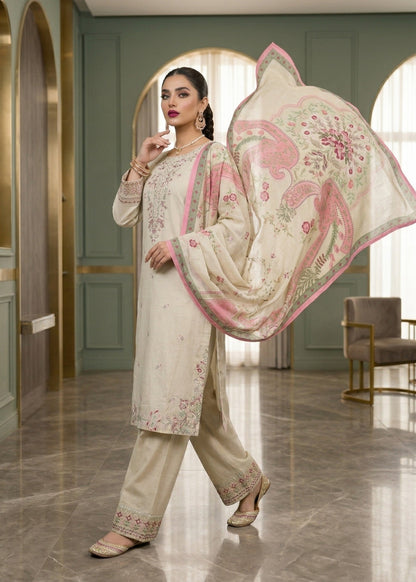 Pakistani Designer Ivory Lawn Suit Online in Sri Lanka India Australia