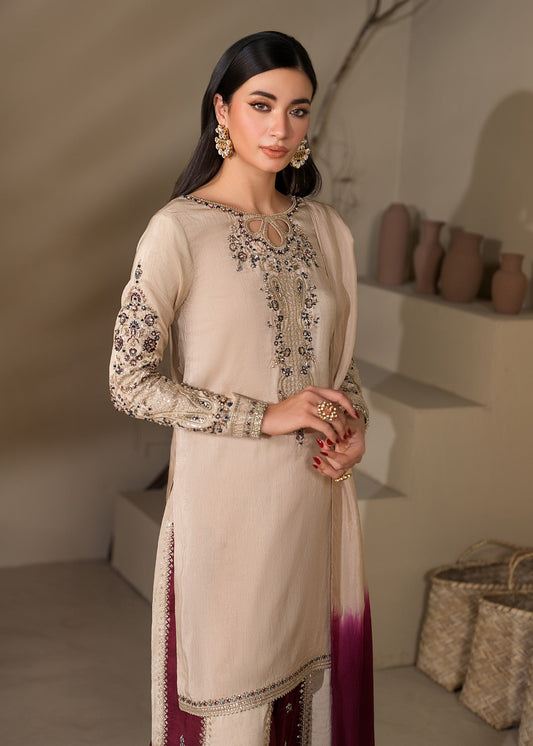 Pakistani Designer Ivory Silk Sharara Gharara Online in KSA Riyadh Saudi Arabia Oman Bahrain Qatar