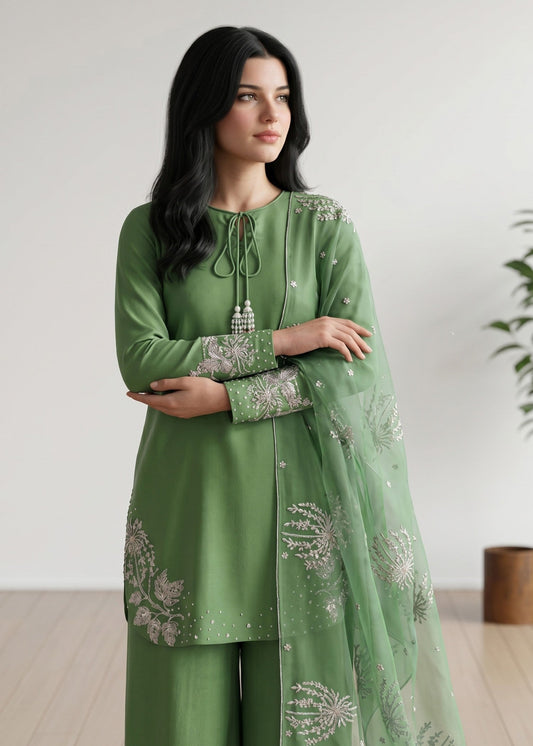 Pakistani Designer Jade Green Cotton Suit Online in KSA Riyadh Saudi Arabia Oman Bahrain Qatar