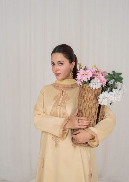 Pakistani Designer Khaki Brown Lawn Sharara Gharara Online in KSA Riyadh Saudi Arabia Oman Bahrain Qatar