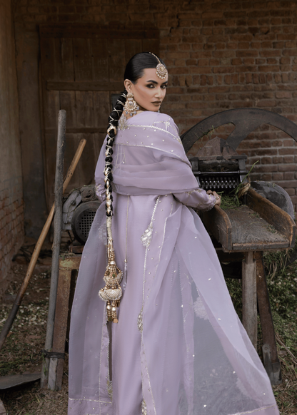 Pakistani Designer Lavender Embroidered Raw Silk Suit Online in Sri Lanka India Australia