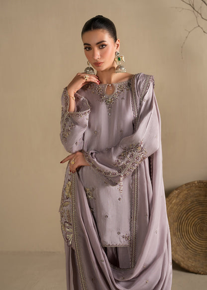 Pakistani Designer Lavender Raw Silk Festive Wear Outfit Online in KSA Riyadh Saudi Arabia Oman Bahrain Qatar