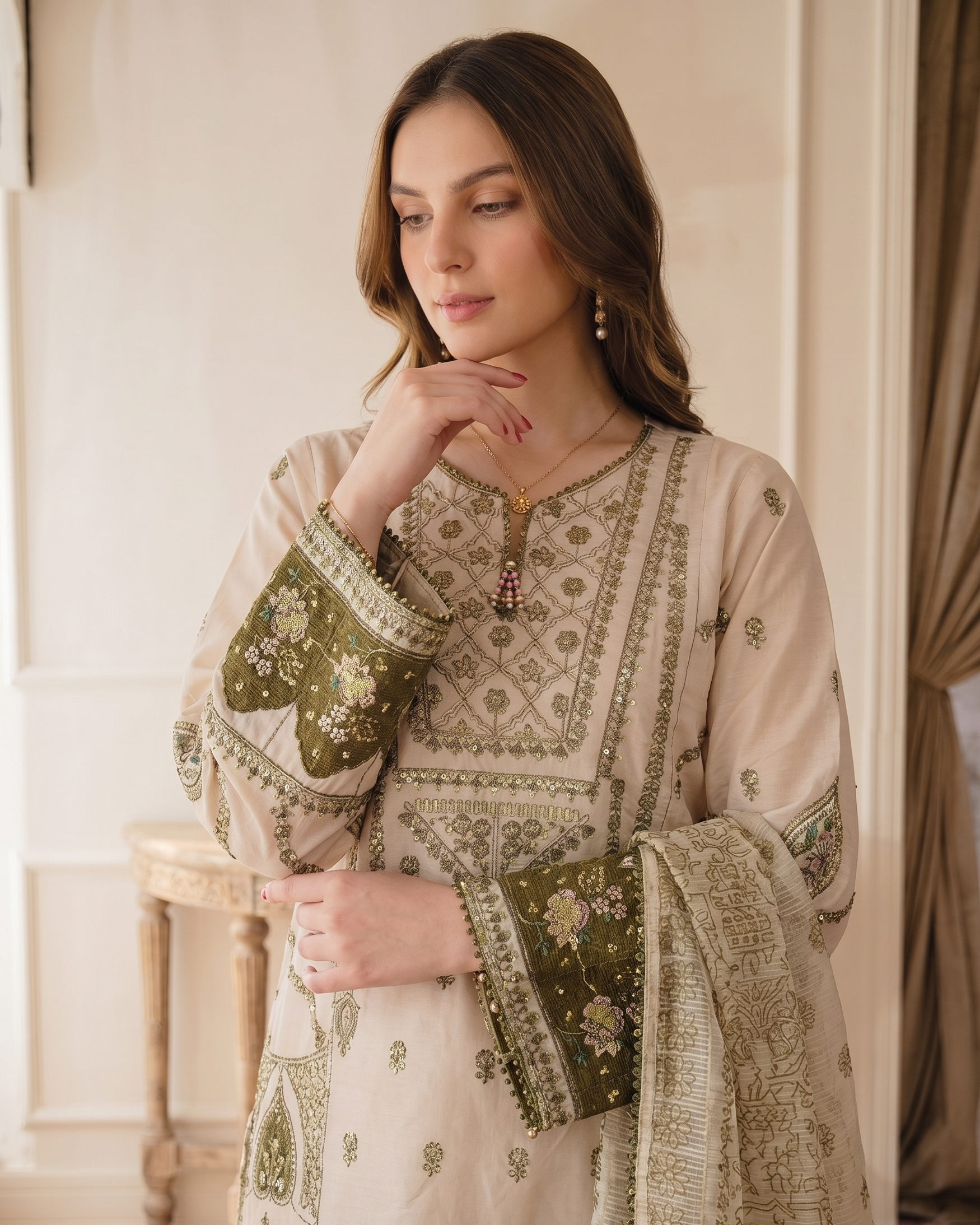 Pakistani Designer Lawn Suit with Dupatta Online in KSA Riyadh Saudi Arabia Oman Bahrain Qatar