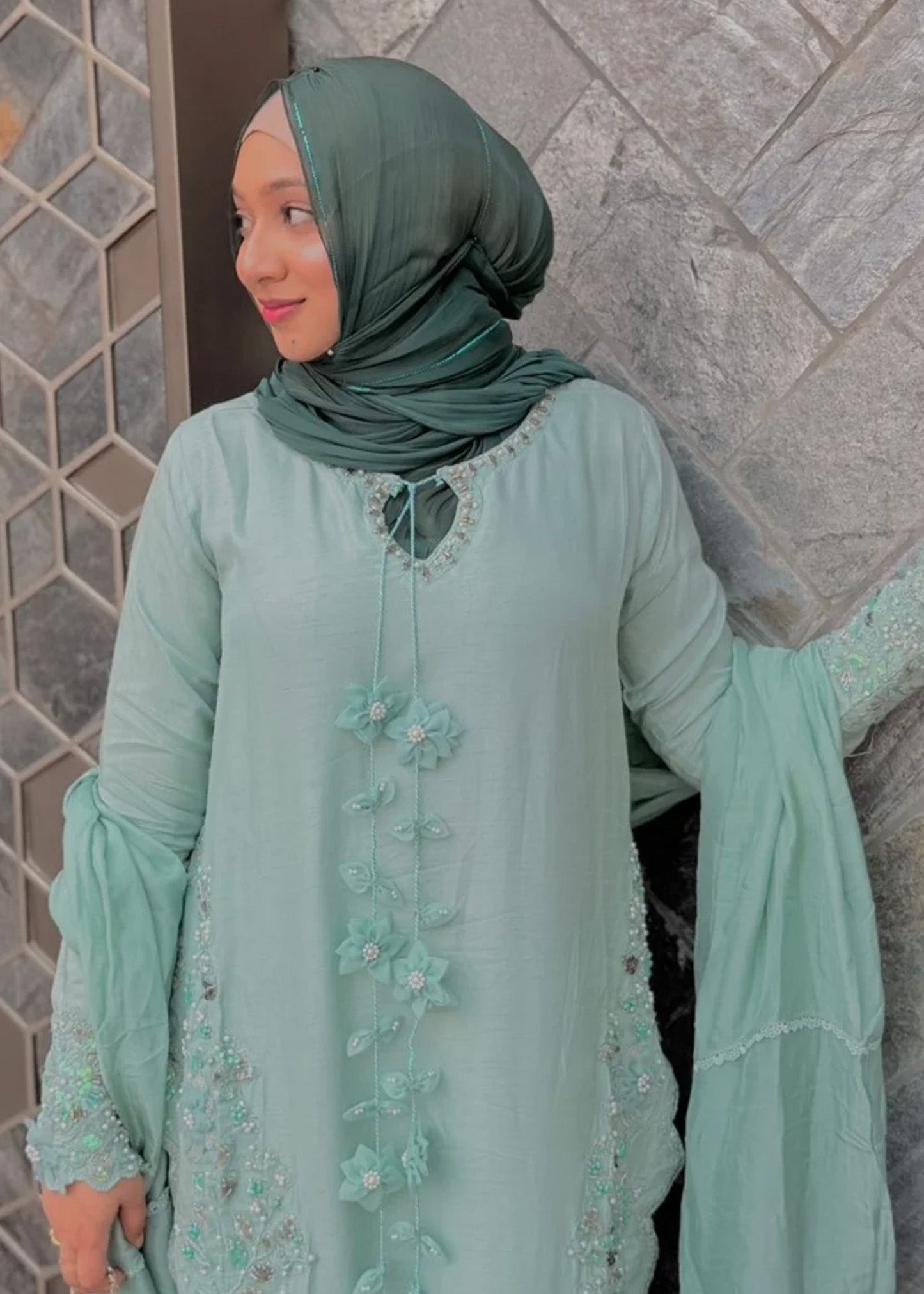 Pakistani Designer Light Blue Raw Silk Outfit Online in UK USA Canada