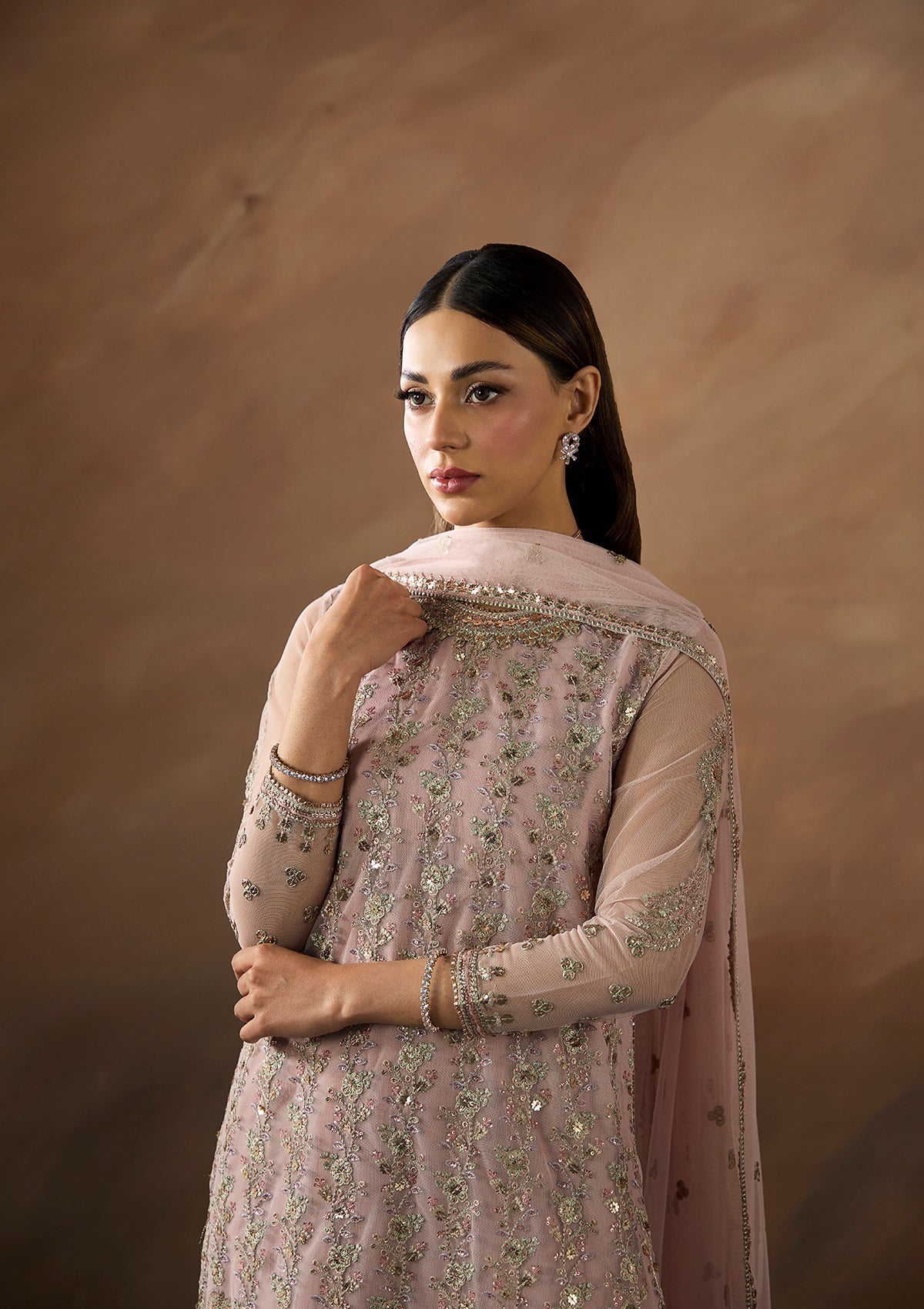 Pakistani Designer Light Pink Net Salwar Suit Online in KSA Riyadh Saudi Arabia Oman Bahrain Qatar