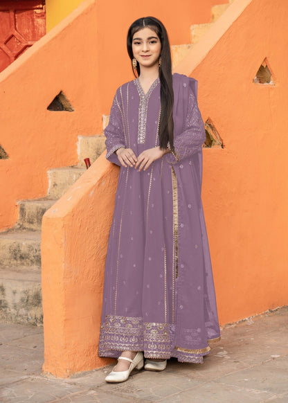 Pakistani Designer Lilac Chiffon Festive Suit Online in KSA Riyadh Saudi Arabia Oman Bahrain Qatar