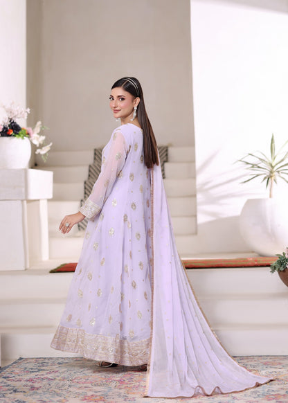 Pakistani Designer Lilac Chiffon Salwar Kameez Online in KSA Riyadh Saudi Arabia Oman Bahrain Qatar