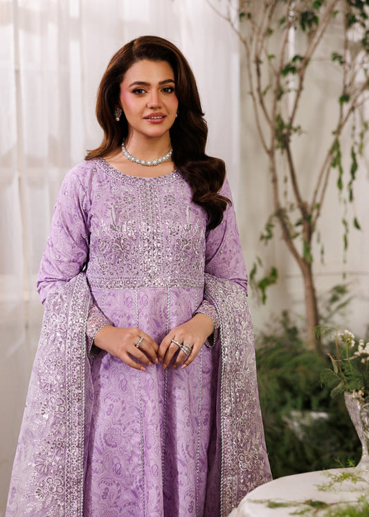 Pakistani Designer Lilac Cotton Salwar Kameez Online in KSA Riyadh Saudi Arabia Oman Bahrain Qatar