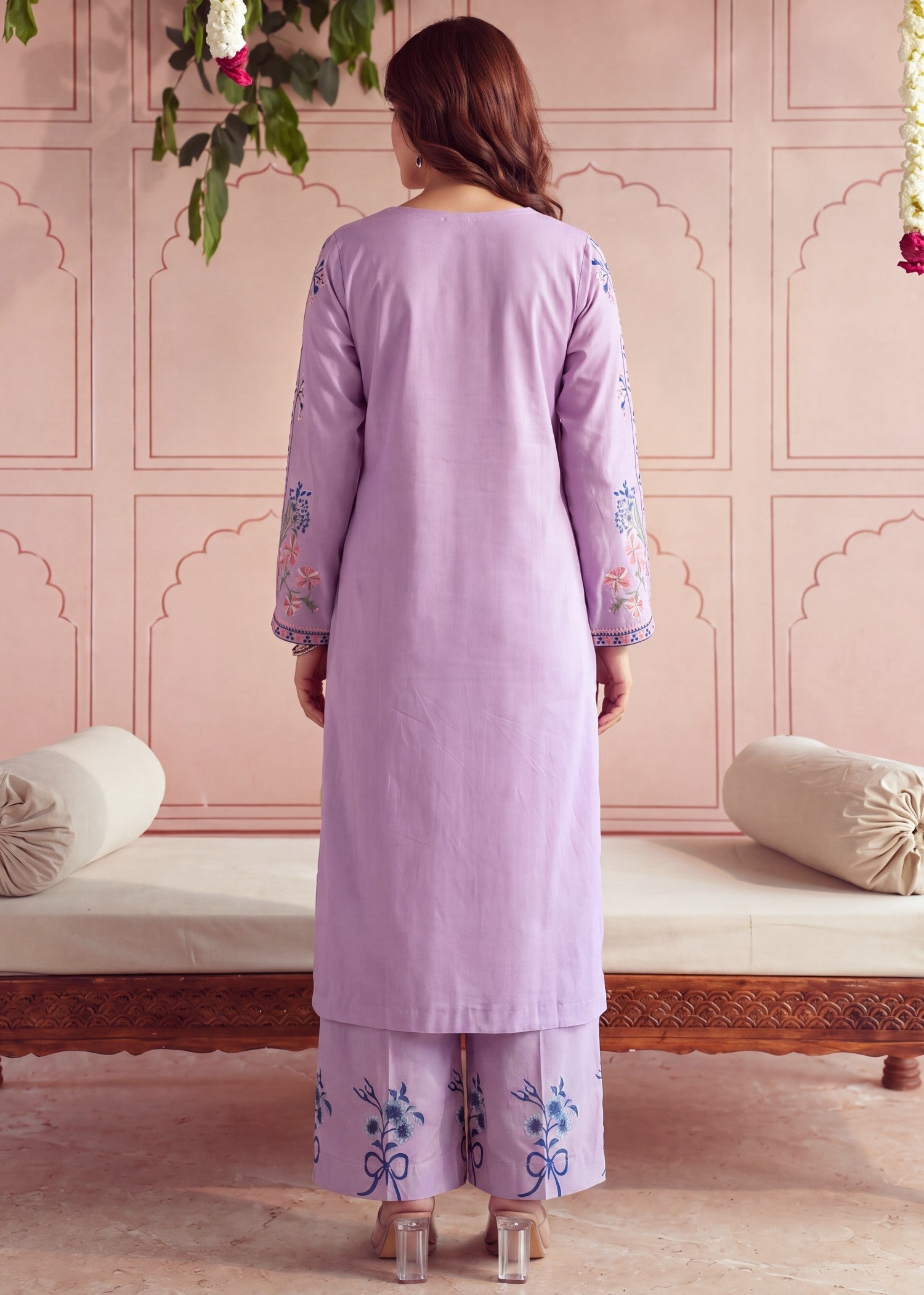 Pakistani Designer Lilac Lawn Salwar Kameez Online in KSA Riyadh Saudi Arabia Oman Bahrain Qatar