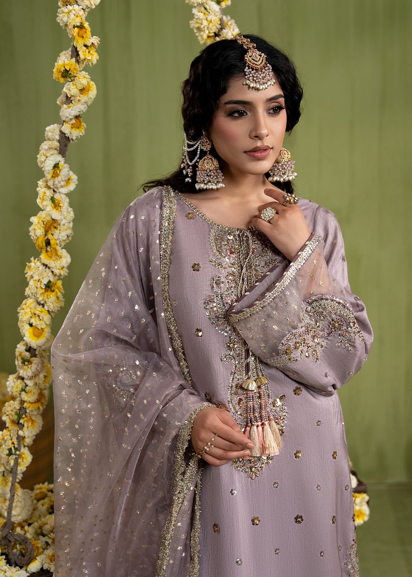 Pakistani Designer Lilac Raw Silk Salwar Kameez Online in KSA Riyadh Saudi Arabia Oman Bahrain Qatar
