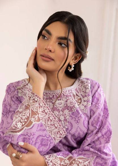 Pakistani Designer Lilac Viscose 3 Piece Suit Online in KSA Riyadh Saudi Arabia Oman Bahrain Qatar