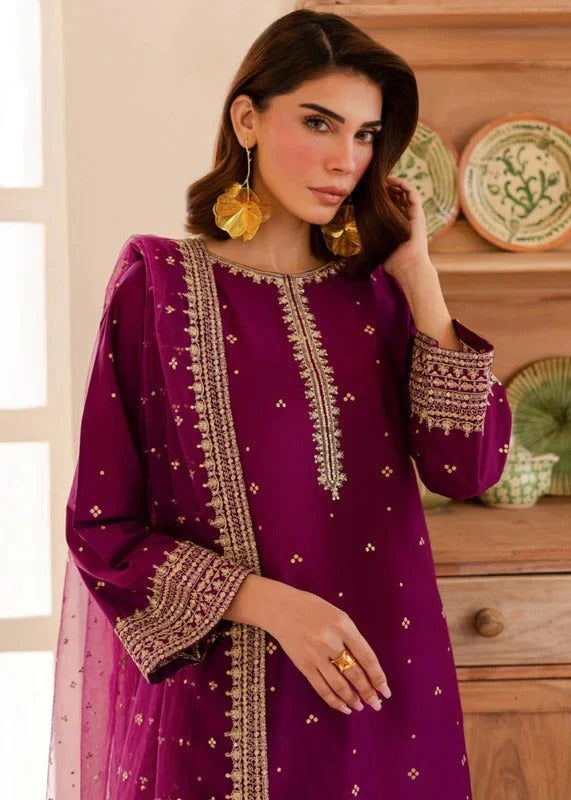 Pakistani Designer Magenta Cotton Salwar Kameez Online in KSA Riyadh Saudi Arabia Oman Bahrain Qatar