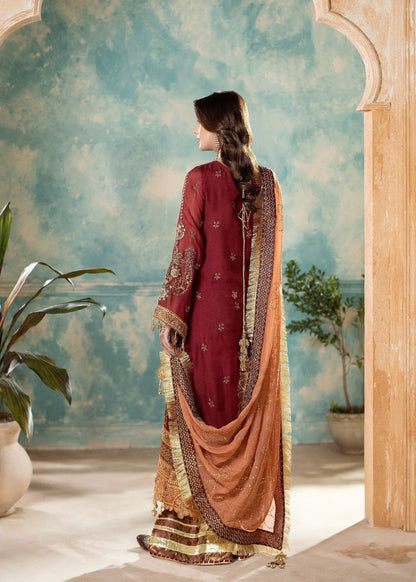 Pakistani Designer Maroon Chiffon Salwar Kameez Online in KSA Riyadh Saudi Arabia Oman Bahrain Qatar
