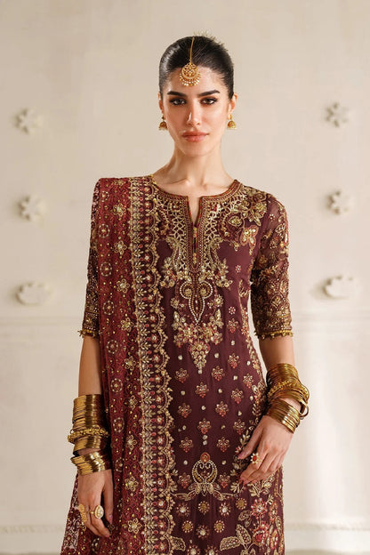 Pakistani Designer Maroon Embroidered Chiffon Partywear Suit Online in KSA Riyadh Saudi Arabia Oman Bahrain Qatar