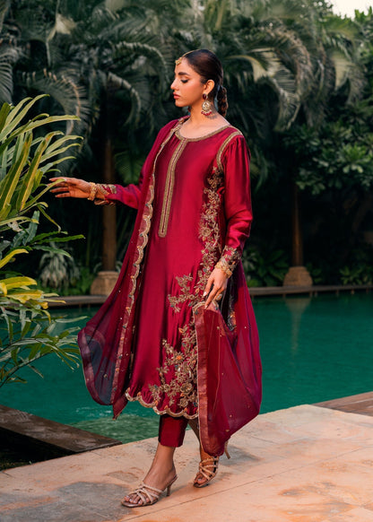 Pakistani Designer Maroon Embroidered Viscose Salwar Kameez Online in KSA Riyadh Saudi Arabia Oman Bahrain Qatar