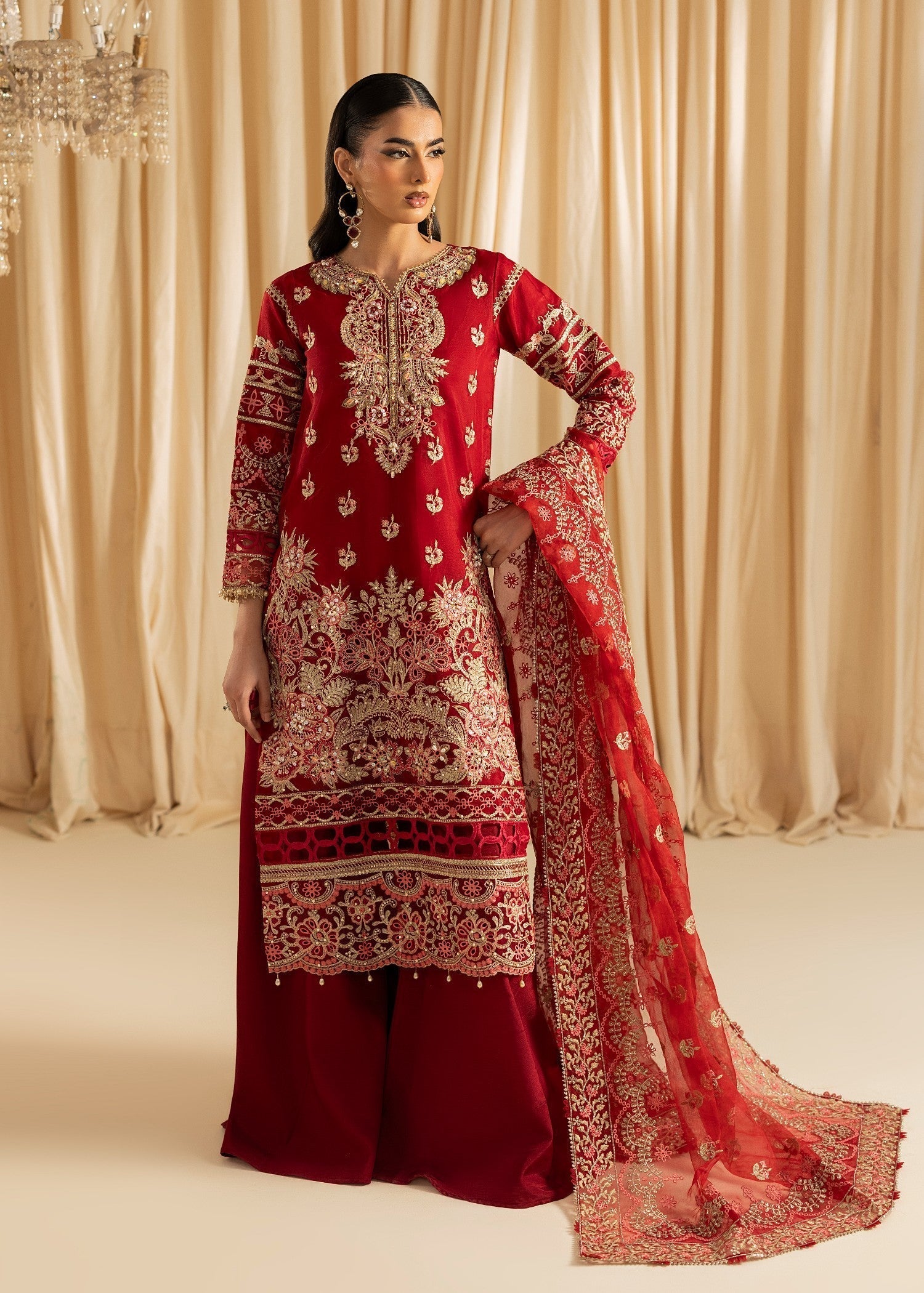 Pakistani Designer Maroon Organza Sharara Gharara Online in KSA Riyadh Saudi Arabia Oman Bahrain Qatar