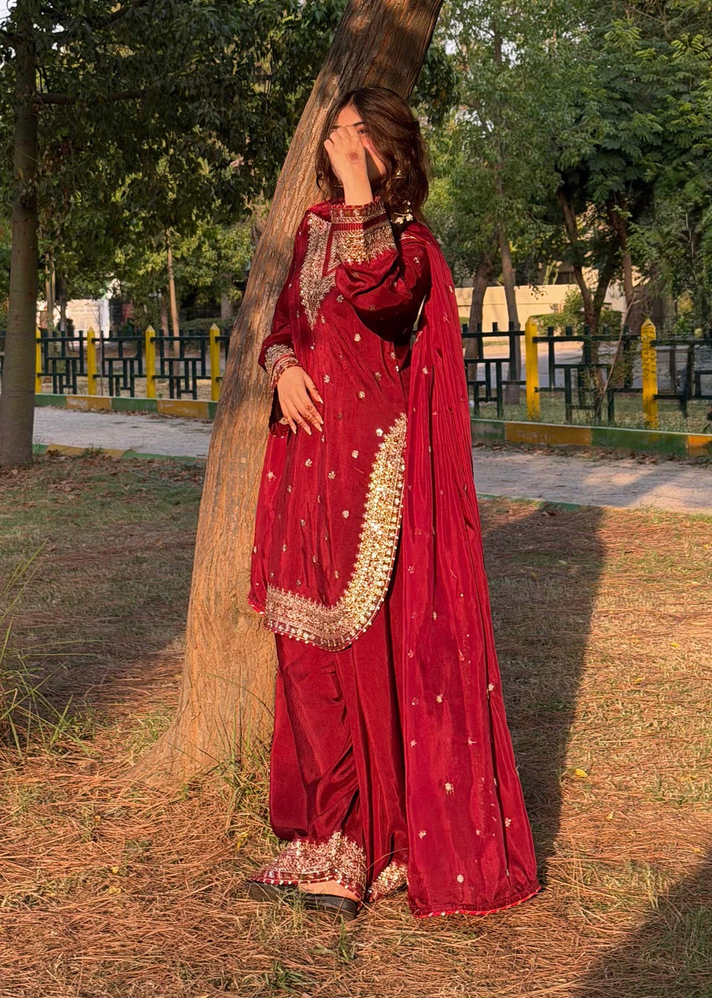 Pakistani Designer Maroon Raw Silk Farshi Shalwar Online in KSA Riyadh Saudi Arabia Oman Bahrain Qatar