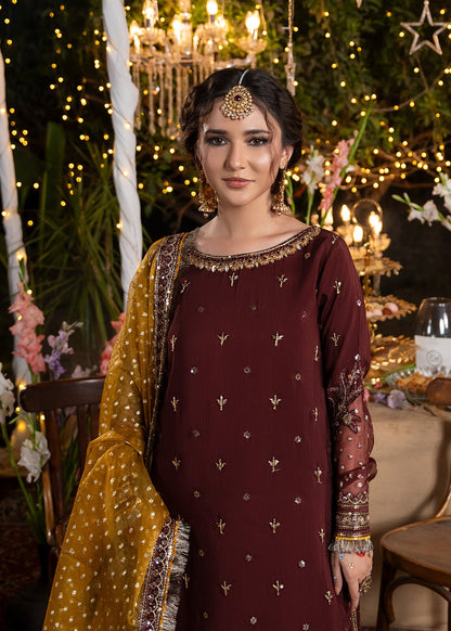 Pakistani Designer Maroon Raw Silk Sharara Gharara Online in KSA Riyadh Saudi Arabia Oman Bahrain Qatar
