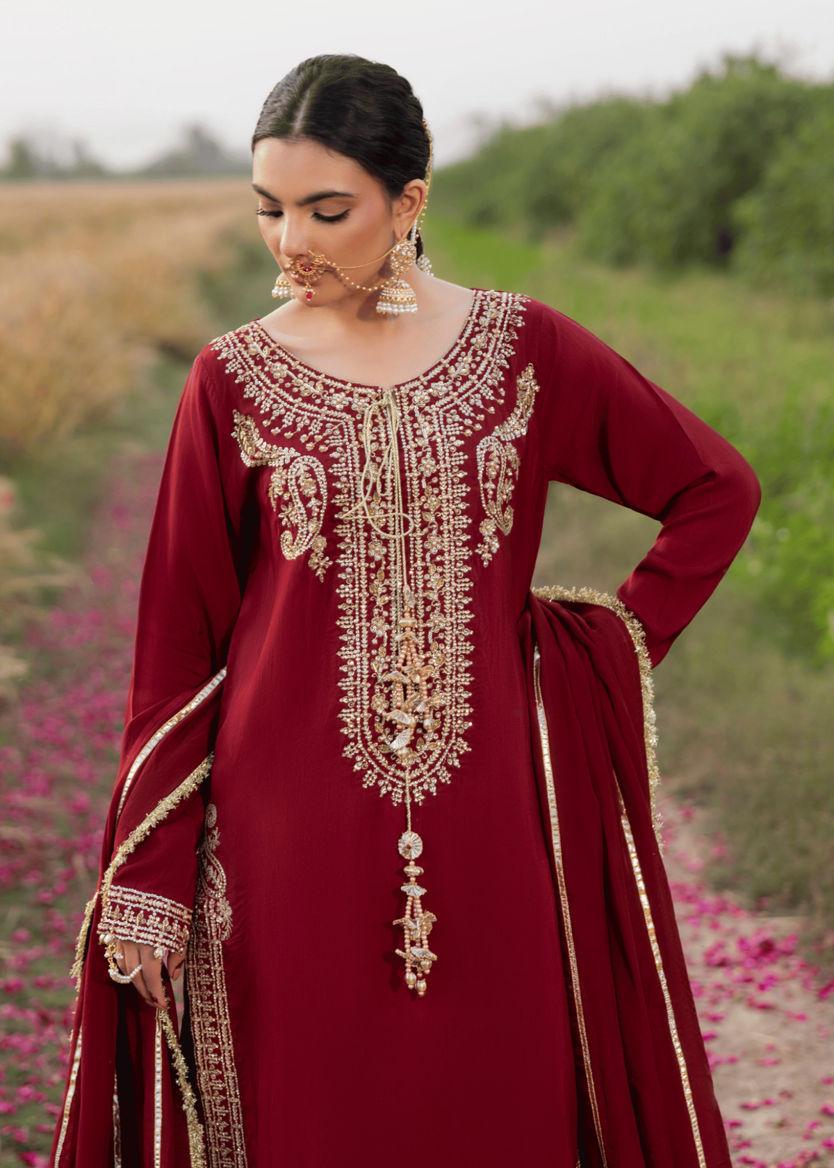 Pakistani Designer Maroon Raw Silk Sharara Online in KSA Riyadh Saudi Arabia Oman Bahrain Qatar