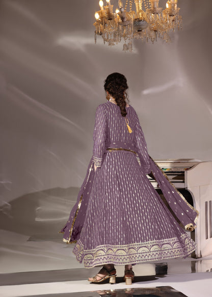 Pakistani Designer Mauve Chiffon Embroidered Salwar Kameez Online in KSA Riyadh Saudi Arabia Oman Bahrain Qatar