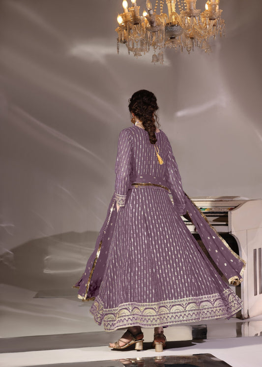 Pakistani Designer Mauve Chiffon Embroidered Salwar Kameez Online in KSA Riyadh Saudi Arabia Oman Bahrain Qatar