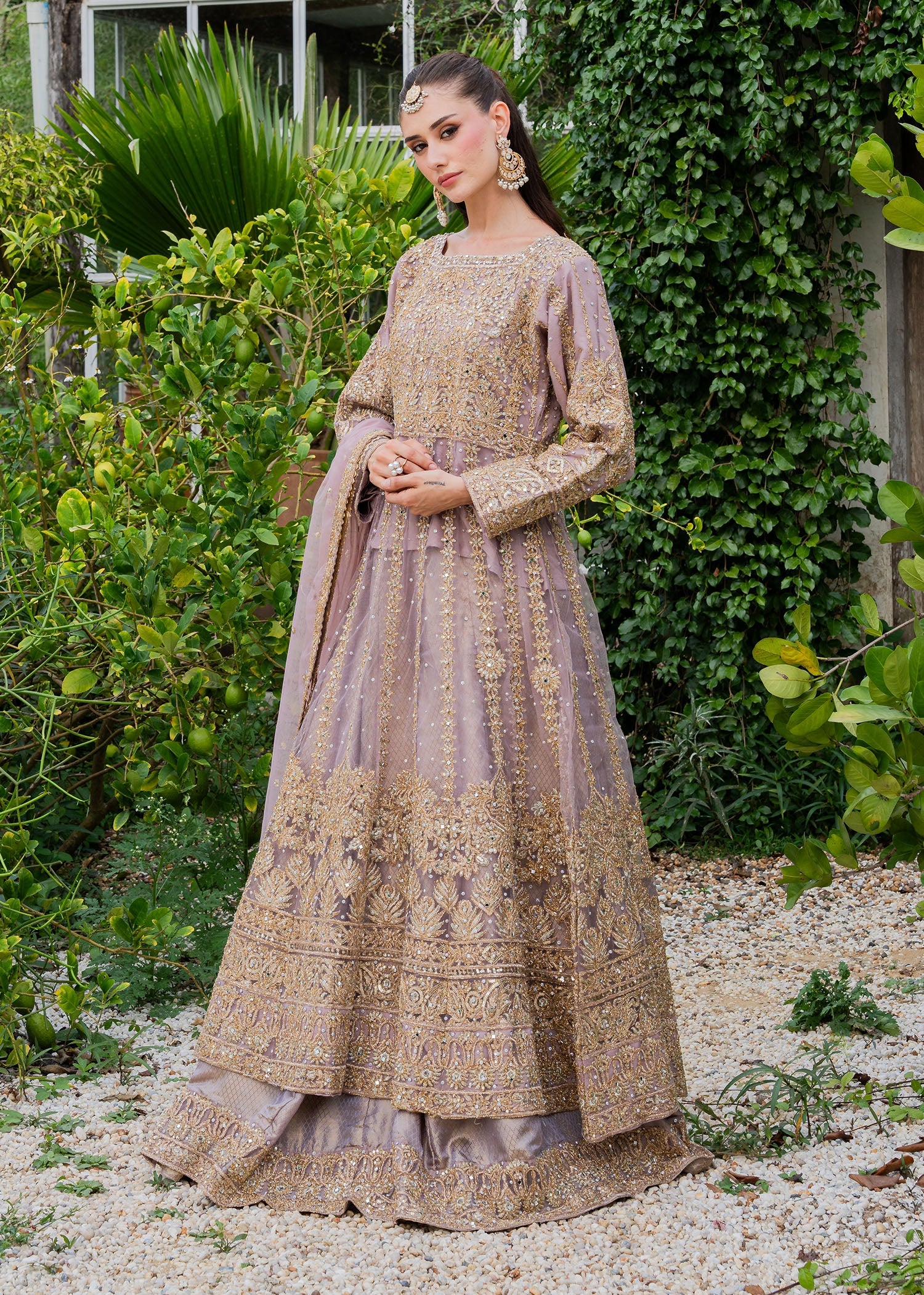 Pakistani Designer Mauve Chiffon Salwar Kameez Online in KSA Riyadh Saudi Arabia Oman Bahrain Qatar