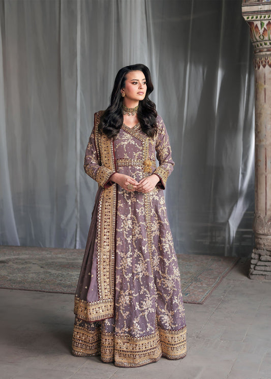 Pakistani Designer Mauve Chiffon Salwar Kameez Online in KSA Riyadh Saudi Arabia Oman Bahrain Qatar