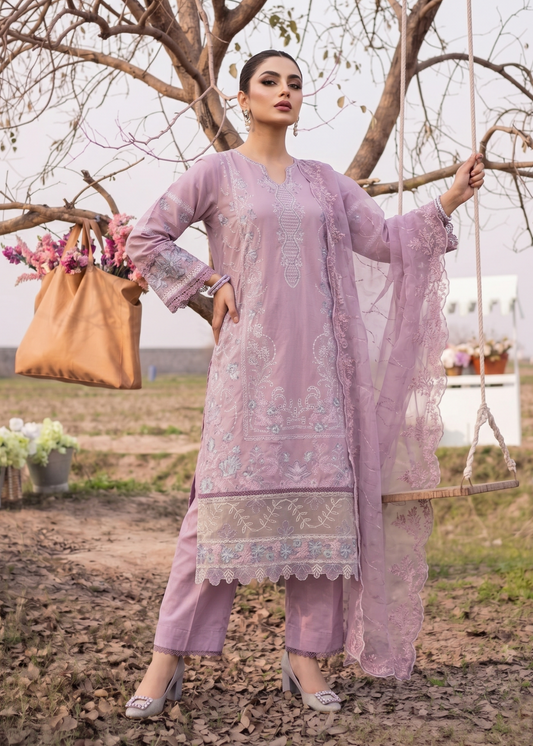 Pakistani Designer Mauve Lawn Salwar Kameez Online in KSA Riyadh Saudi Arabia Oman Bahrain Qatar