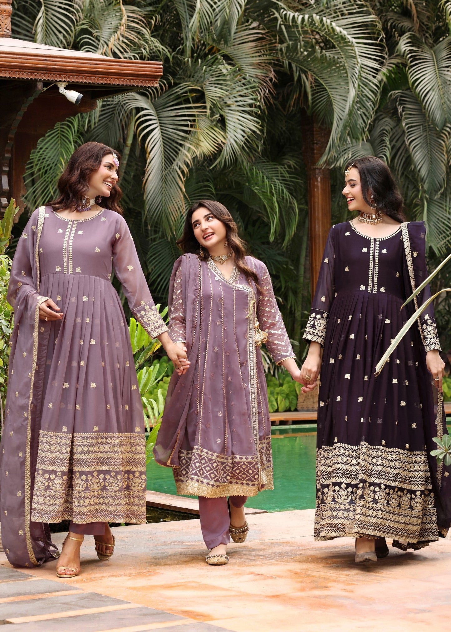 Pakistani Designer Mauve Pink Chiffon Salwar Kameez Online in KSA Riyadh Saudi Arabia Oman Bahrain Qatar