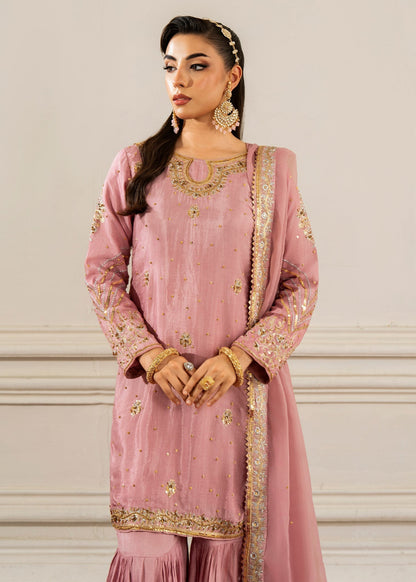 Pakistani Designer Mauve Pink Chiffon Salwar Kameez Online in KSA Riyadh Saudi Arabia Oman Bahrain Qatar