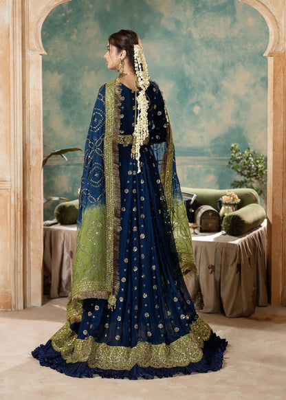 Pakistani Designer Midnight Blue Chiffon Salwar Kameez Online in KSA Riyadh Saudi Arabia Oman Bahrain Qatar