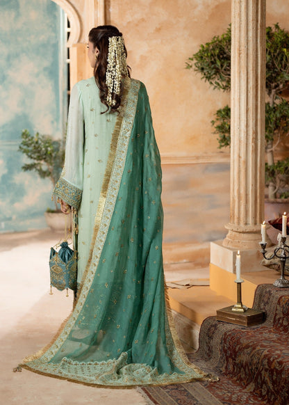 Pakistani Designer Mint Green Chiffon Salwar Kameez Online in KSA Riyadh Saudi Arabia Oman Bahrain Qatar