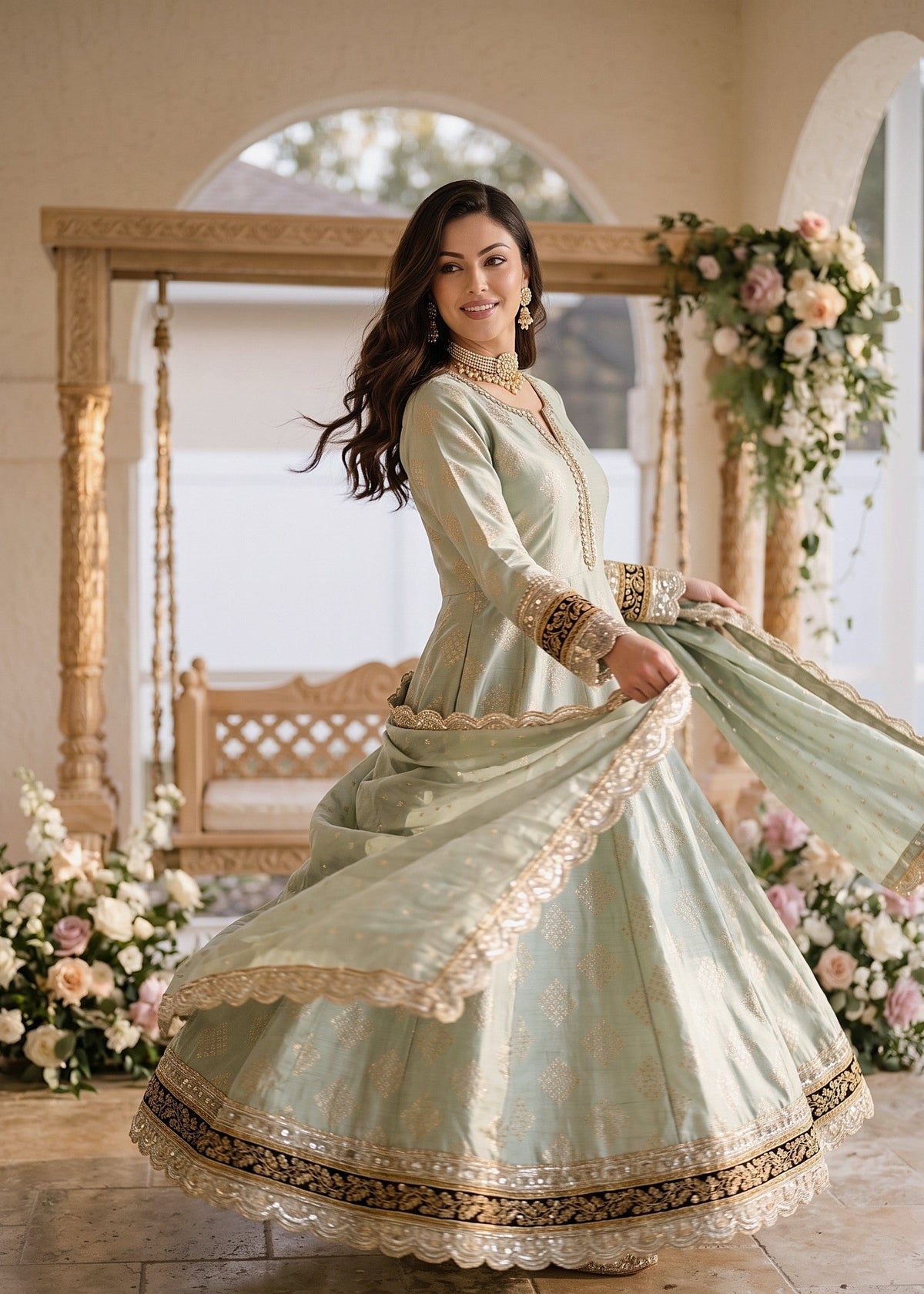 Pakistani Designer Mint Green Cotton Masuri Salwar Kameez Online in KSA Riyadh Saudi Arabia Oman Bahrain Qatar