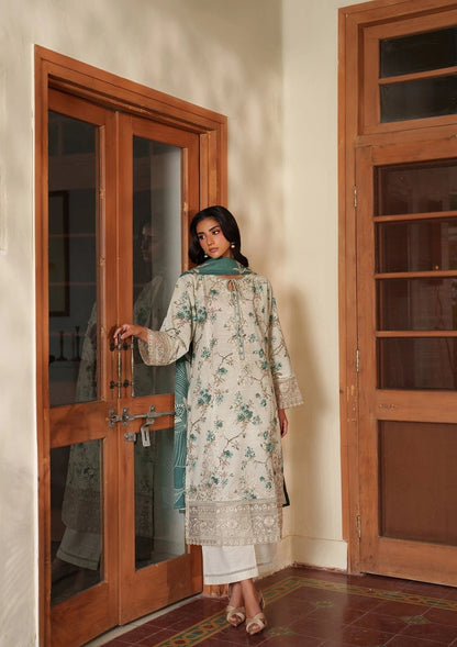 Pakistani Designer Mint Green Embroidered Lawn Suit Online in UK USA Canada