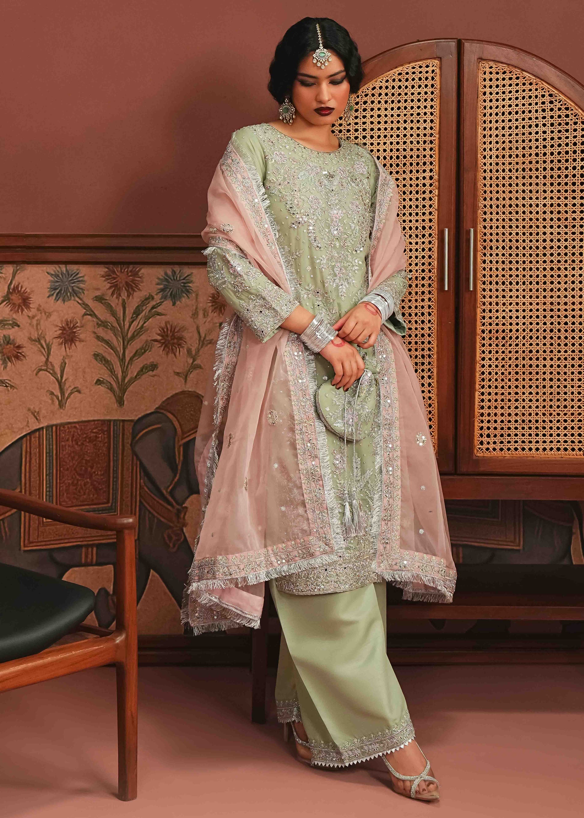 Pakistani Designer Mint Green Net Salwar Kameez Online in KSA Riyadh Saudi Arabia Oman Bahrain Qatar