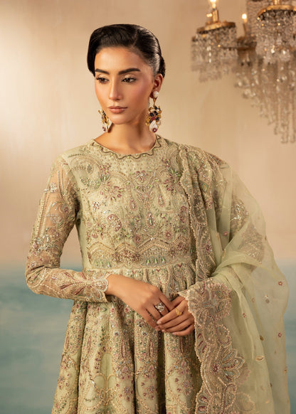 Pakistani Designer Mint Organza Embroidered Salwar Kameez Online in KSA Riyadh Saudi Arabia Oman Bahrain Qatar