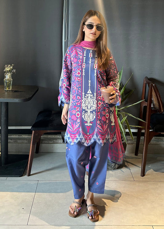 Pakistani Designer Multi Raw Silk 3 Piece Suit Online in KSA Riyadh Saudi Arabia Oman Bahrain Qatar