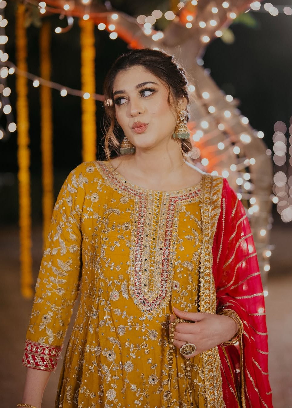 Pakistani Designer Mustard Chiffon Salwar Kameez Online in KSA Riyadh Saudi Arabia Oman Bahrain Qatar
