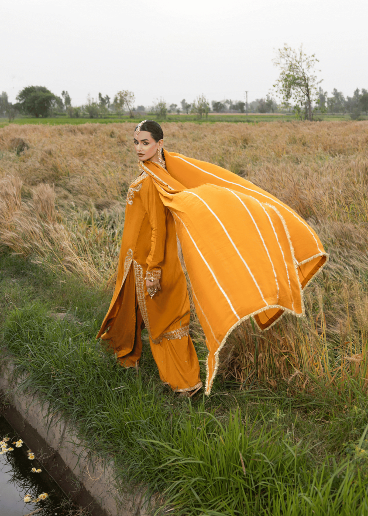 Pakistani Designer Mustard Embellished Silk Suit Online in Sri Lanka India Australia